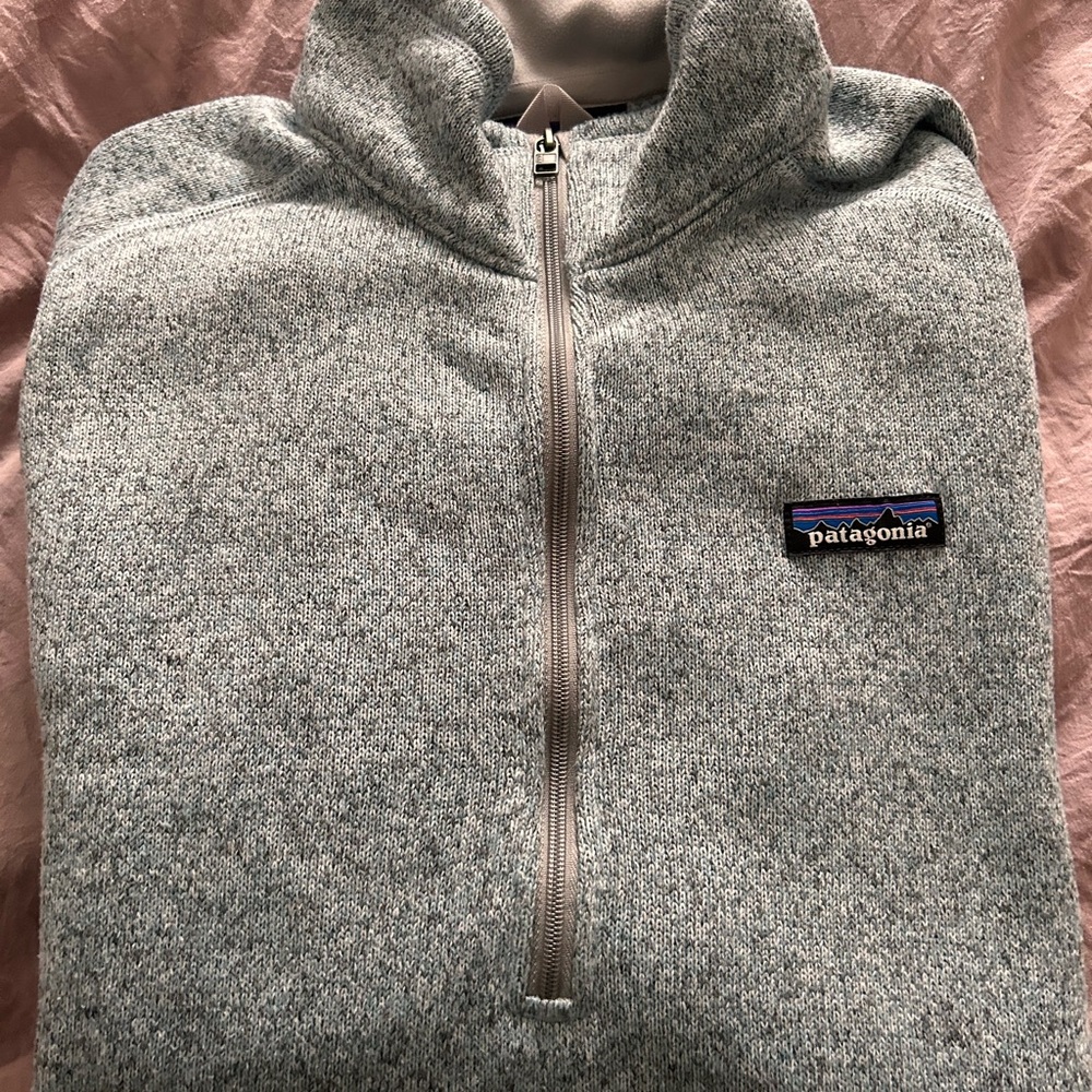 Blue Quarter-Zip Sweatshirt Cozy Fleece Top